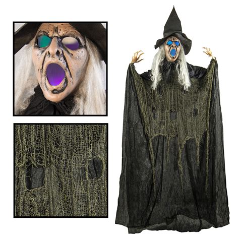 Gloeing face witch halloween decoration set